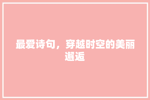 最爱诗句，穿越时空的美丽邂逅 生活随笔