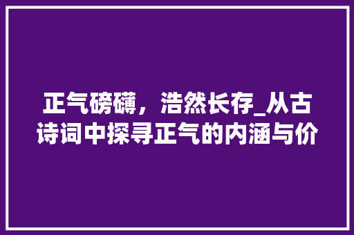 正气磅礴，浩然长存_从古诗词中探寻正气的内涵与价值