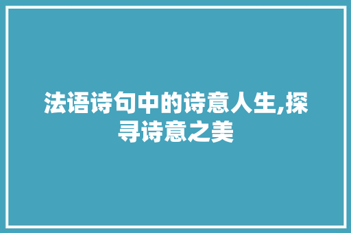 法语诗句中的诗意人生,探寻诗意之美