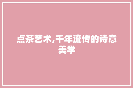 点茶艺术,千年流传的诗意美学