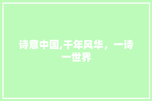 诗意中国,千年风华，一诗一世界