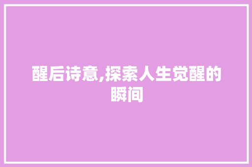 醒后诗意,探索人生觉醒的瞬间
