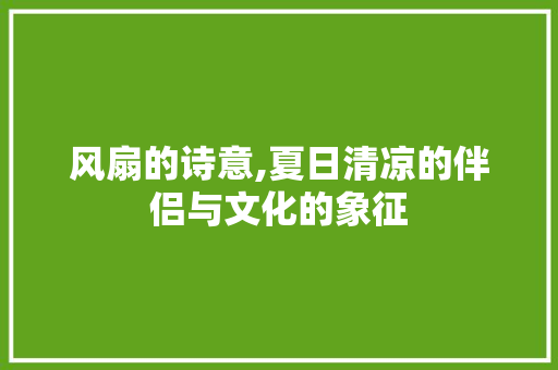 风扇的诗意,夏日清凉的伴侣与文化的象征
