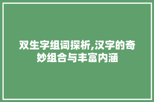 双生字组词探析,汉字的奇妙组合与丰富内涵 生活感悟
