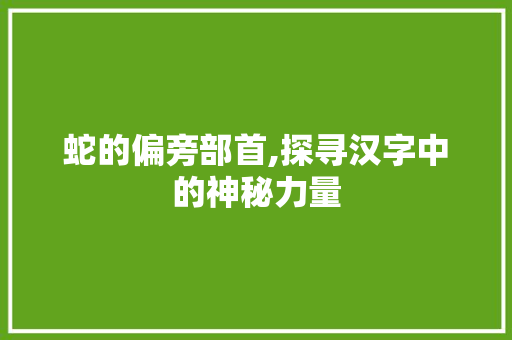 蛇的偏旁部首,探寻汉字中的神秘力量