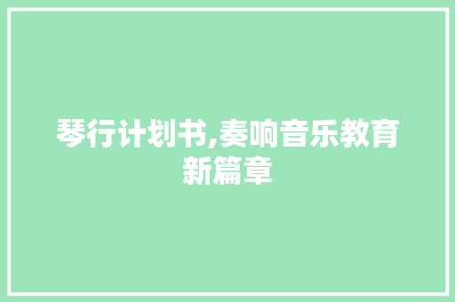琴行计划书,奏响音乐教育新篇章