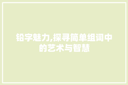铅字魅力,探寻简单组词中的艺术与智慧 商业文稿