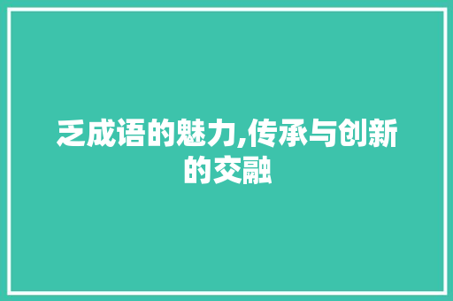 乏成语的魅力,传承与创新的交融 工作报告
