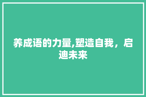 养成语的力量,塑造自我，启迪未来 特写稿