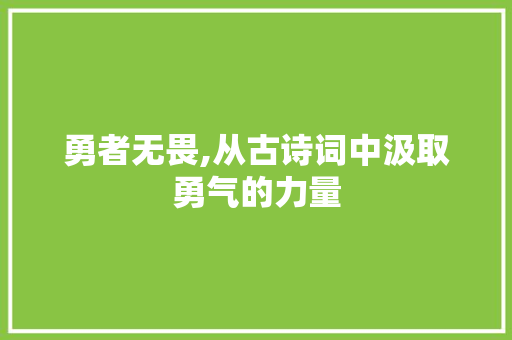 勇者无畏,从古诗词中汲取勇气的力量