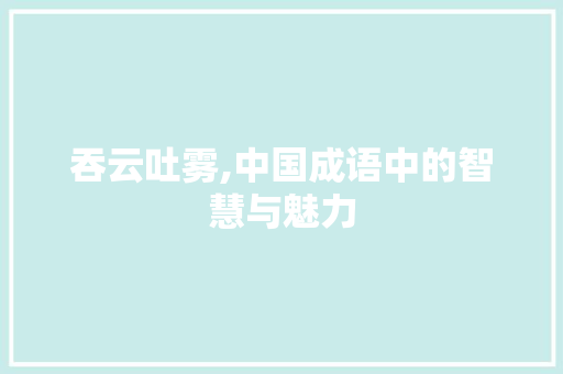 吞云吐雾,中国成语中的智慧与魅力 采访稿