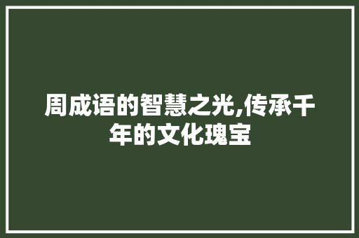 周成语的智慧之光,传承千年的文化瑰宝