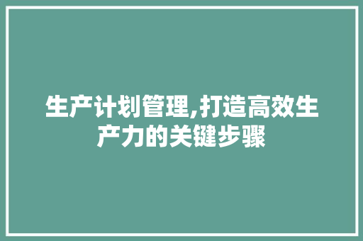 生产计划管理,打造高效生产力的关键步骤 工作总结