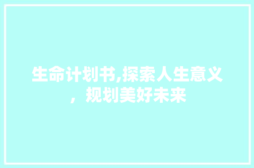 生命计划书,探索人生意义，规划美好未来