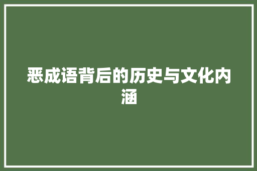 恶成语背后的历史与文化内涵 工作总结