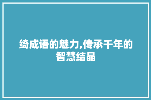 绮成语的魅力,传承千年的智慧结晶