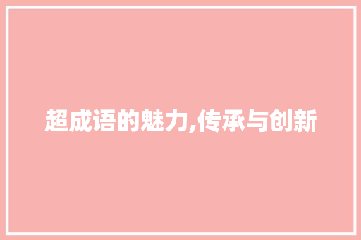 超成语的魅力,传承与创新