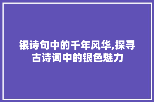 银诗句中的千年风华,探寻古诗词中的银色魅力