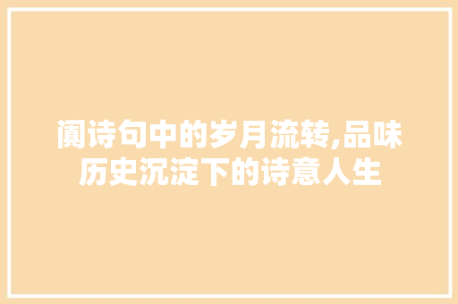 阗诗句中的岁月流转,品味历史沉淀下的诗意人生