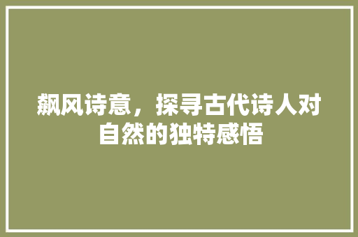 飙风诗意，探寻古代诗人对自然的独特感悟