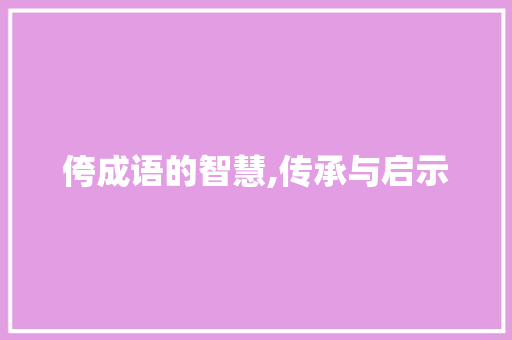 侉成语的智慧,传承与启示