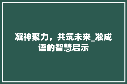 凝神聚力，共筑未来_凇成语的智慧启示
