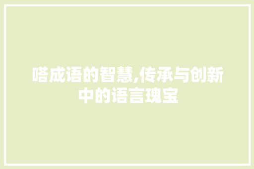嗒成语的智慧,传承与创新中的语言瑰宝