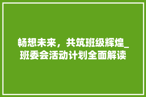 畅想未来，共筑班级辉煌_班委会活动计划全面解读