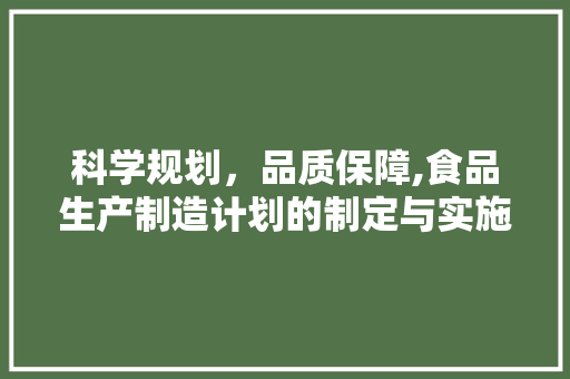 科学规划，品质保障,食品生产制造计划的制定与实施