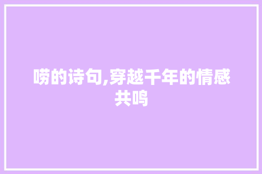 唠的诗句,穿越千年的情感共鸣 生活类