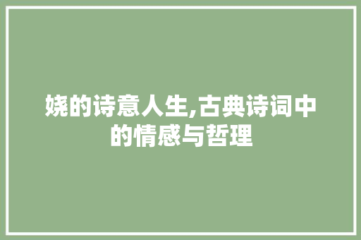 娆的诗意人生,古典诗词中的情感与哲理