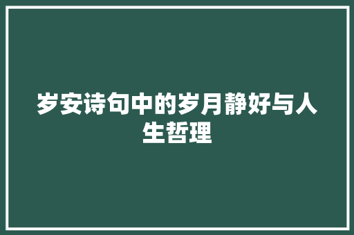 岁安诗句中的岁月静好与人生哲理