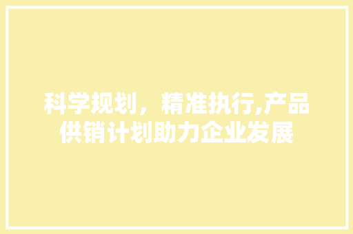 科学规划，精准执行,产品供销计划助力企业发展