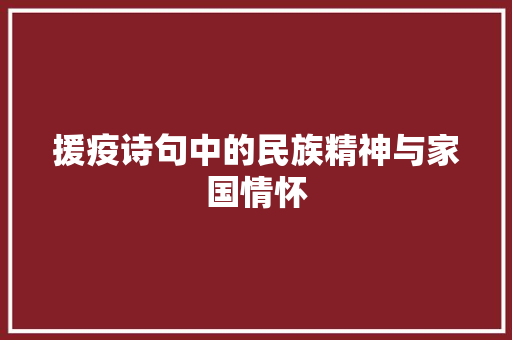 援疫诗句中的民族精神与家国情怀