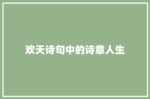 欢天诗句中的诗意人生