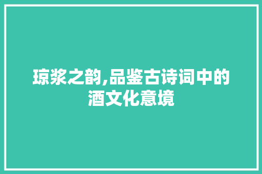 琼浆之韵,品鉴古诗词中的酒文化意境