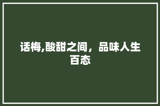 话梅,酸甜之间，品味人生百态 生活随笔