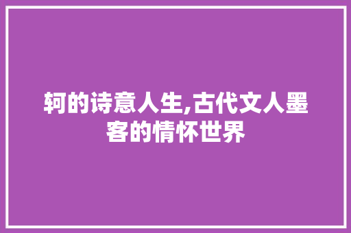轲的诗意人生,古代文人墨客的情怀世界 工作总结