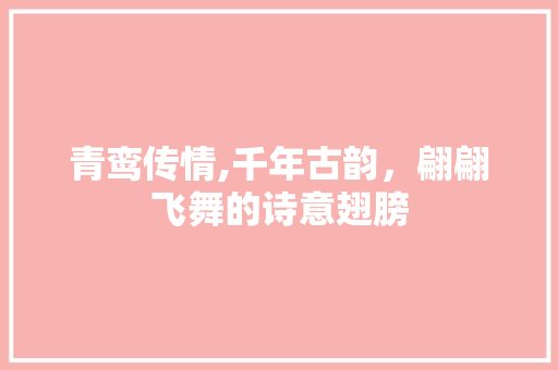 青鸾传情,千年古韵，翩翩飞舞的诗意翅膀
