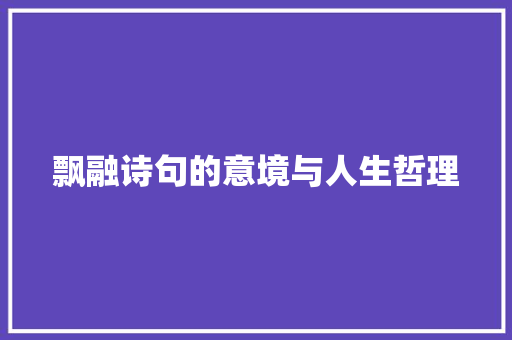 飘融诗句的意境与人生哲理