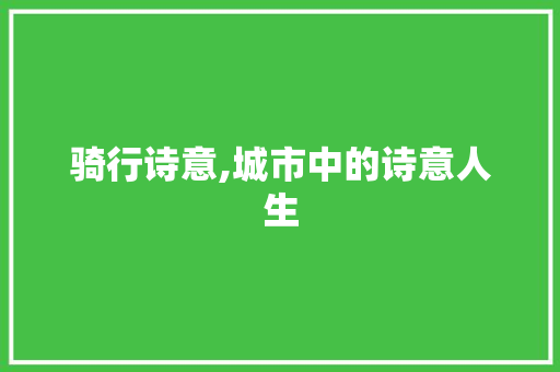 骑行诗意,城市中的诗意人生