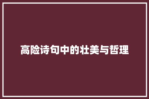高险诗句中的壮美与哲理