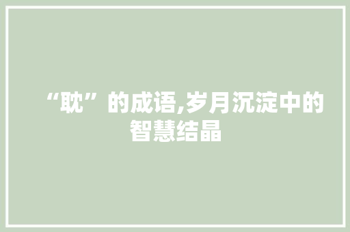 “耽”的成语,岁月沉淀中的智慧结晶 商业文稿