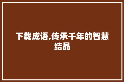 下载成语,传承千年的智慧结晶