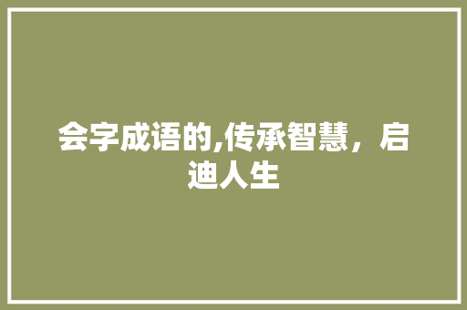 会字成语的,传承智慧，启迪人生