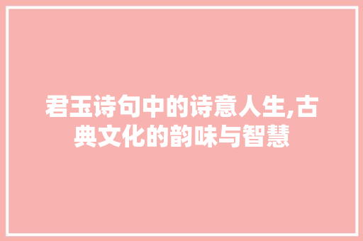 君玉诗句中的诗意人生,古典文化的韵味与智慧