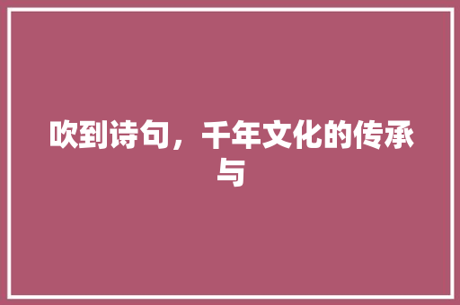 吹到诗句，千年文化的传承与