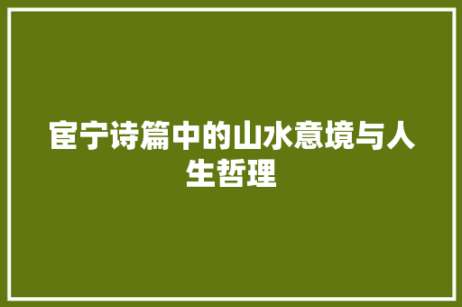 宦宁诗篇中的山水意境与人生哲理