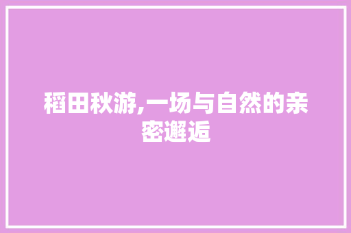 稻田秋游,一场与自然的亲密邂逅