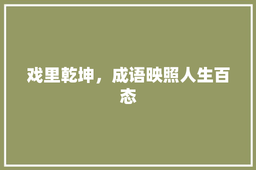 戏里乾坤，成语映照人生百态
